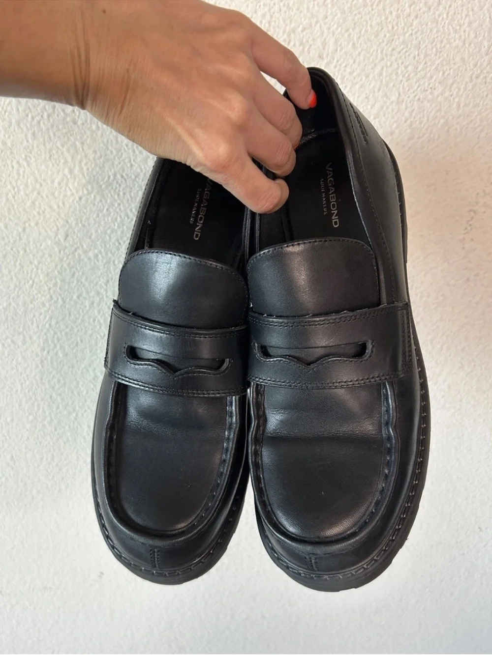 Vagabond Shoemakers Cosmo 2.0 Black Leather Platform Loafers US 10